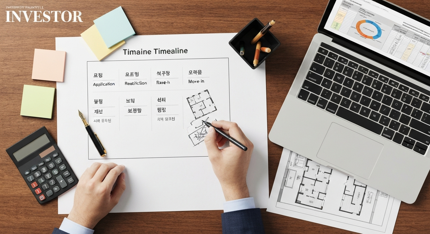 장기적 관점의 투자 계획 수립 중요성을 나타내는 타임라인 차트 이미지