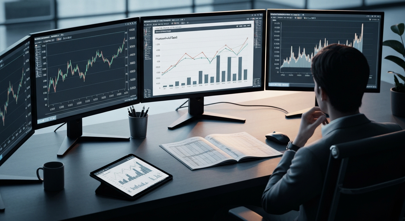 복합적인 경제 지표가 통화정책 결정에 미치는 압박을 상징하는 이미지