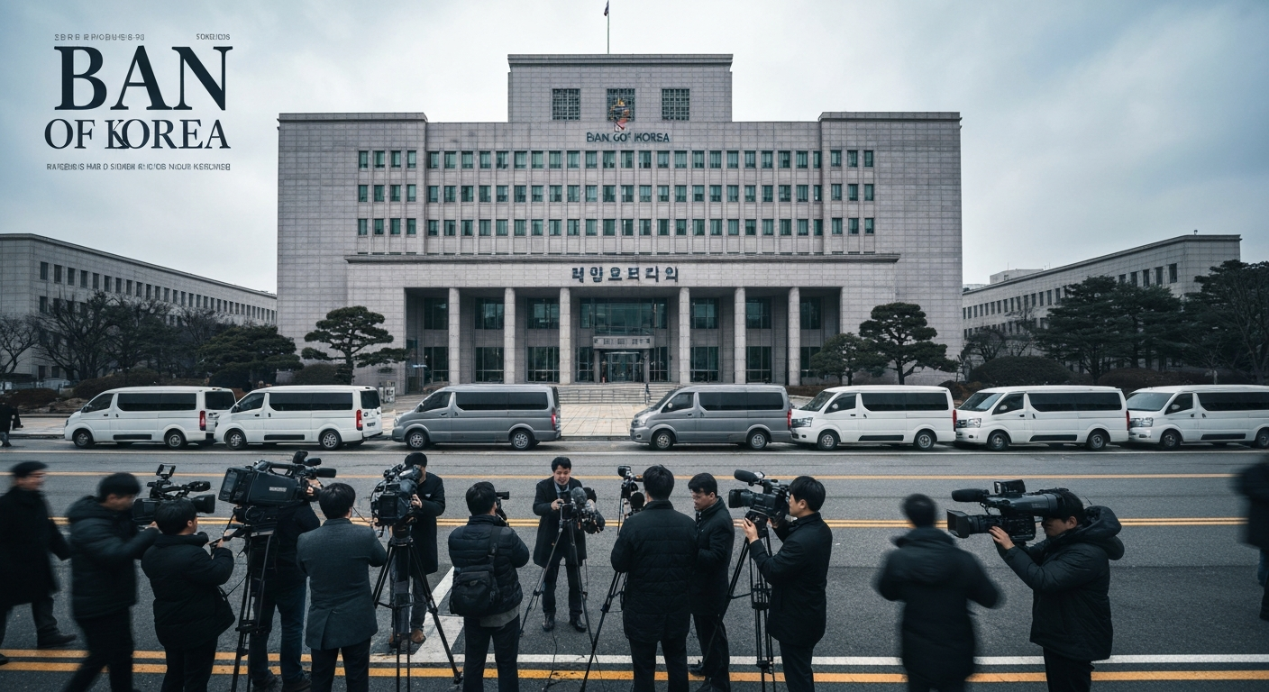 한국은행의 기준금리 동결이라는 중대 통화정책 결정을 상징하는 이미지