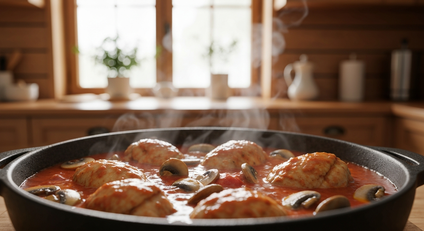 모든 재료의 맛이 통합되어 가치가 증폭되는 소스 조리 과정.