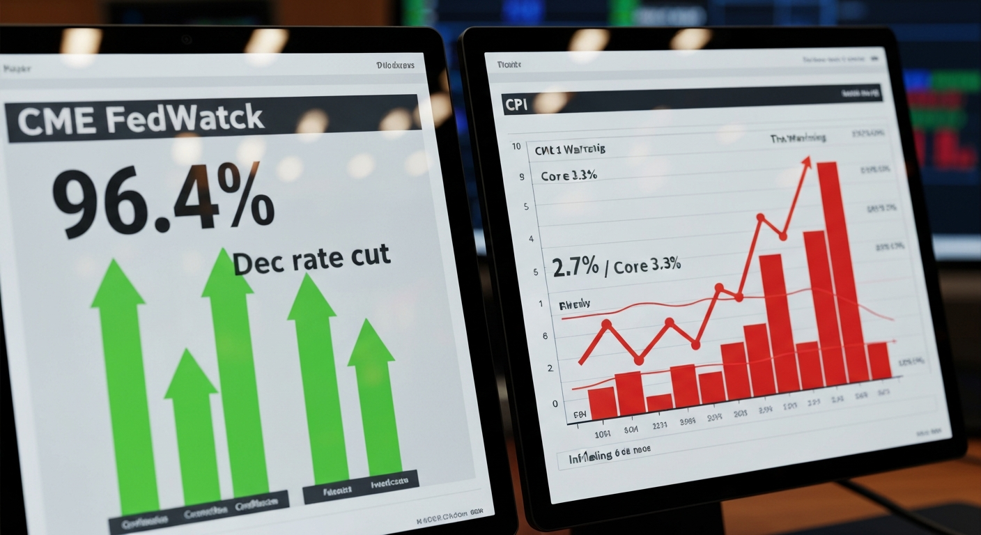 연준의 금리 결정에 대한 시장의 기대와 불안이 교차하는 상황을 보여주는 차트