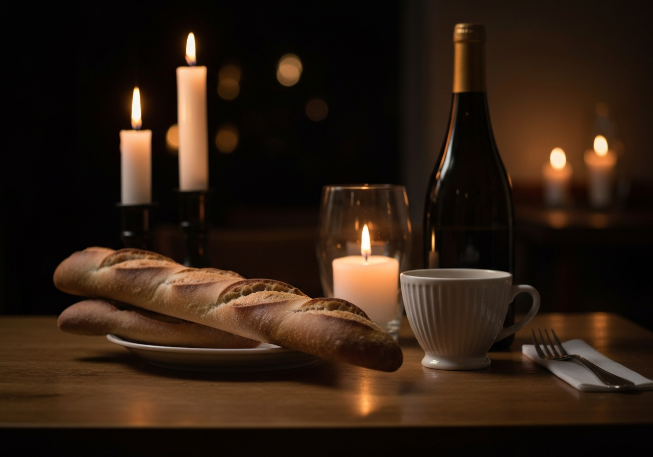 감바스 요리의 풍미를 더해주는 화이트 와인과의 이상적인 페어링을 보여주는 장면.